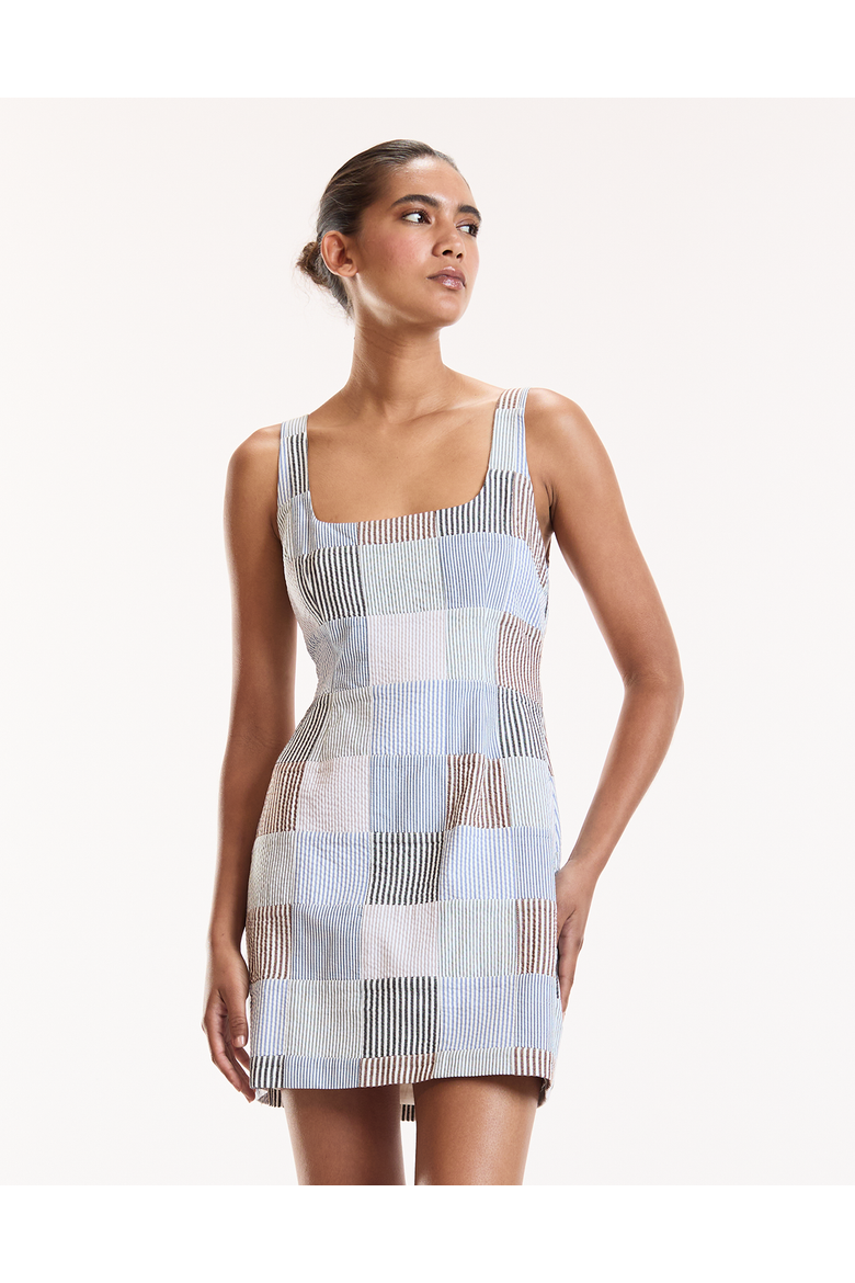 Seersucker Mini Dress, Alternate, color, Blue