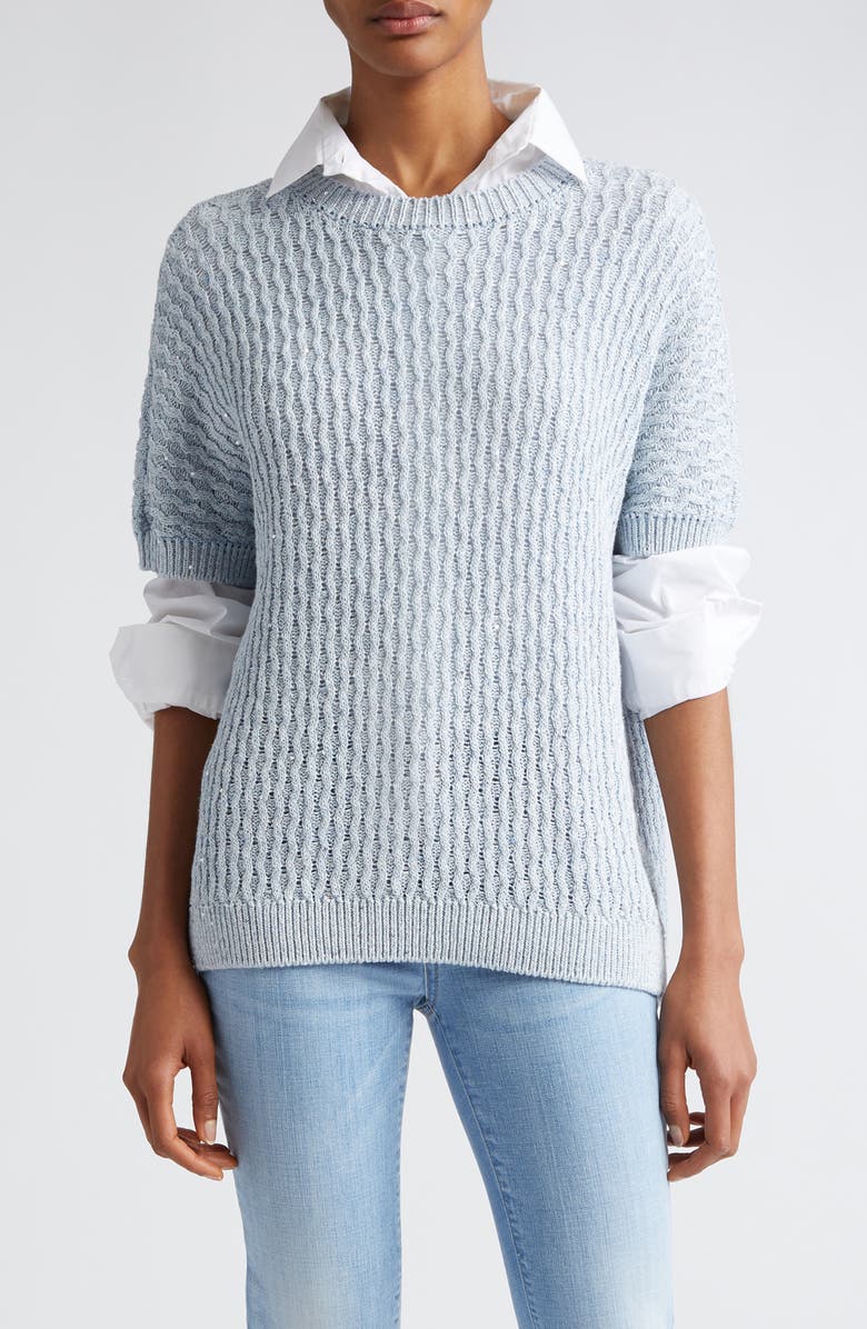 Eleventy Textured Open Stitch Sweater, Main, color, 