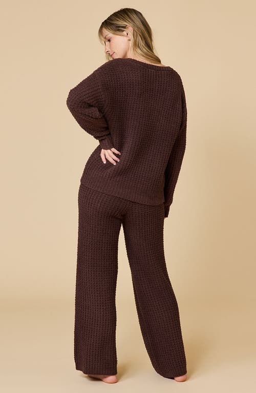 Softies Waffle Marshmallow V-neck Lounge Set In Brown