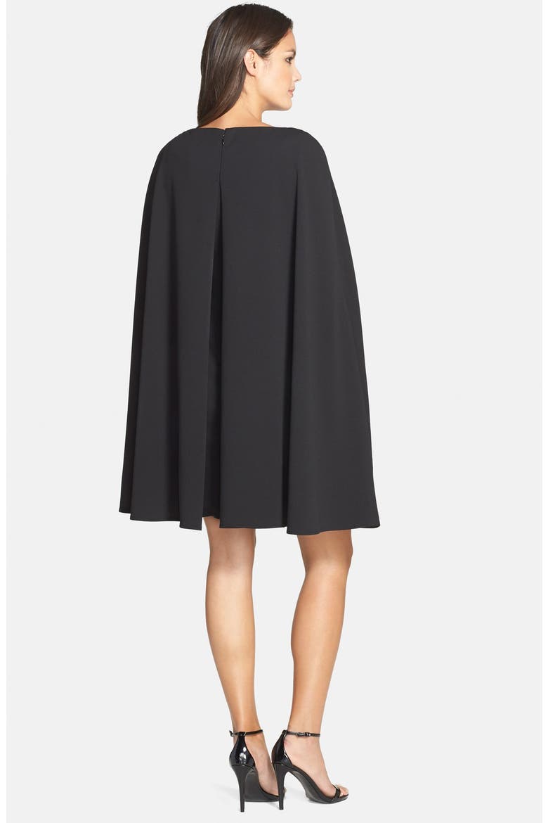 Cape Sheath Dress, Alternate, color, BLACK