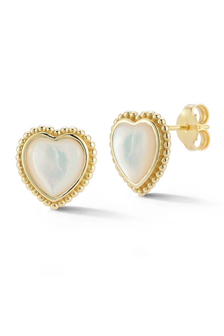 Heart Stud Earrings, Main, color, GOLD/IVORY