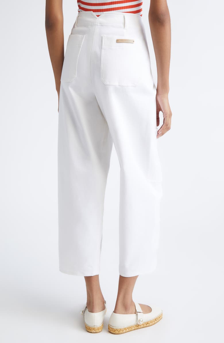 Max Mara Bautta Cotton Stretch Twill Cargo Ankle Pants, Alternate, color, Optical White