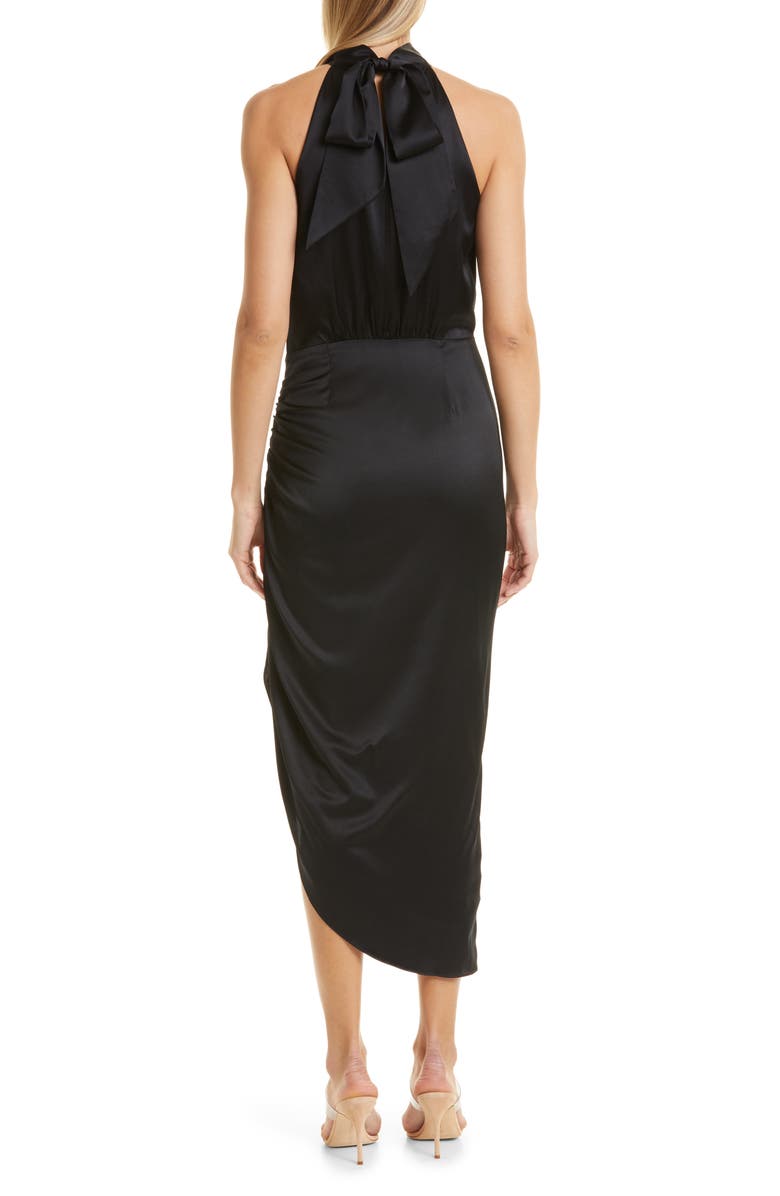 Veronica Beard Gabriella Ruched Stretch Silk Halter Dress, Alternate, color,