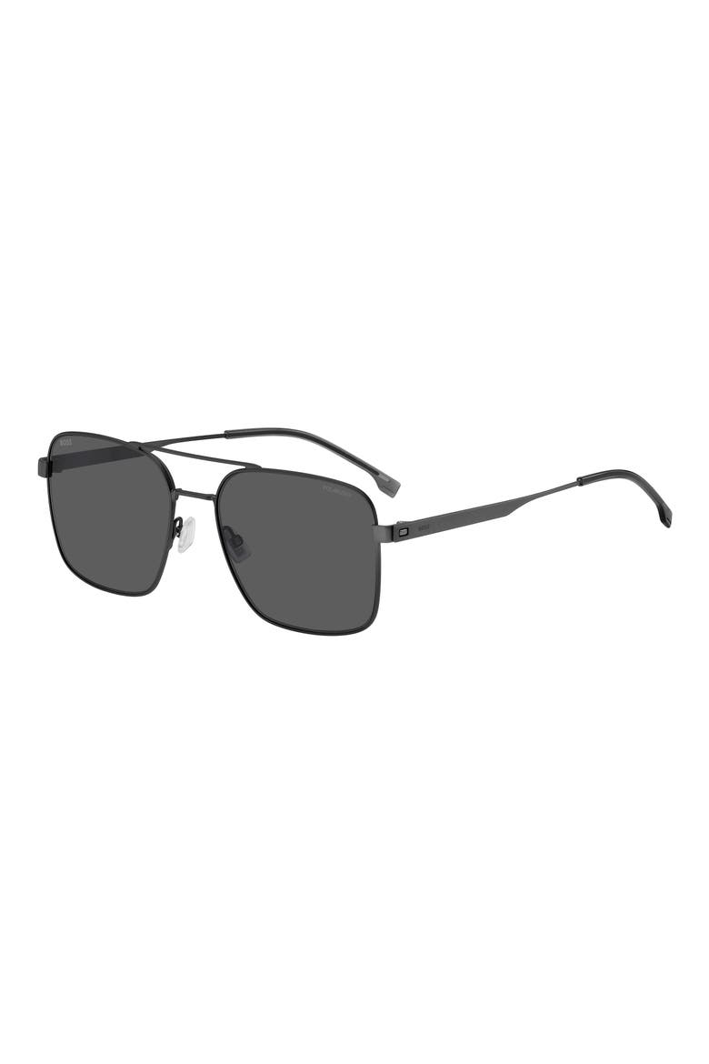 58mm Polarized Aviator Sunglasses, Alternate, color, MATTE RUTHENIUM BLACK
