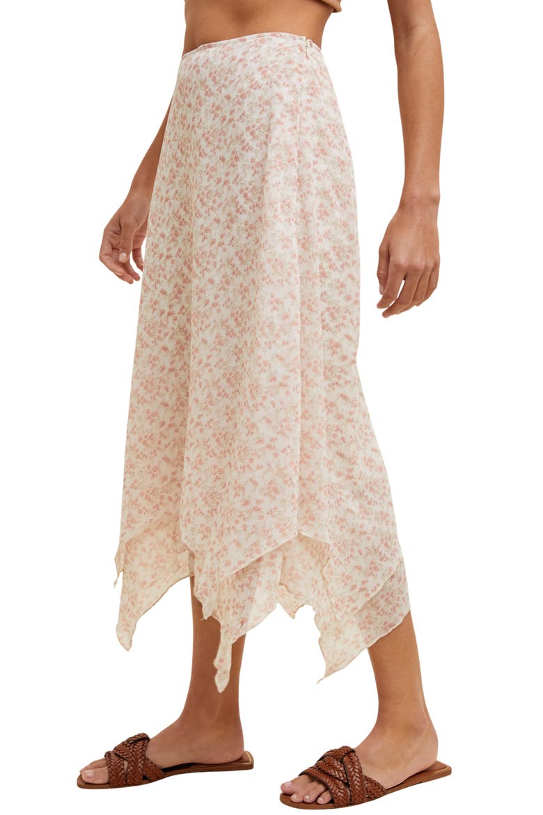 Double Layer Midi Skirt, Alternate, color, CREAM/ PINK