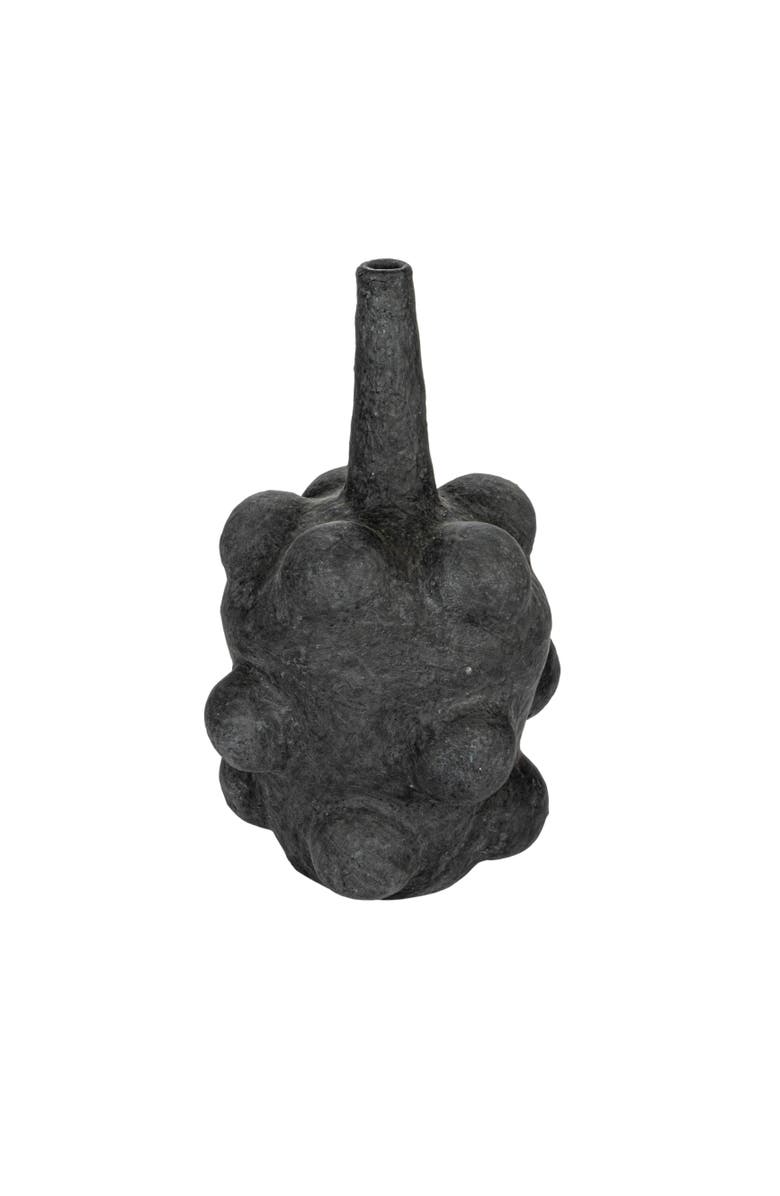 Storied Home Handmade Paper Mâché Bubble Vase with Distressed Finish, Main, color, Black