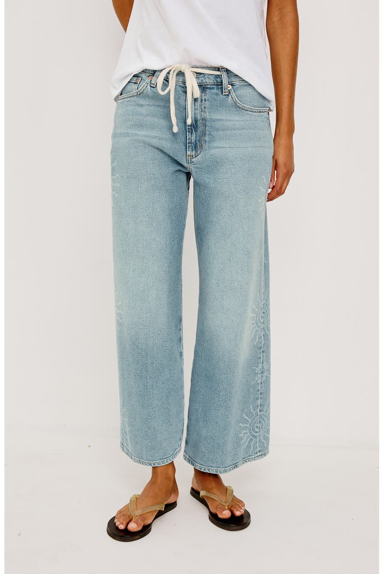 Angeleno Drawstring Crop Wide Leg Jeans, Main, color, SOLEIL LASER
