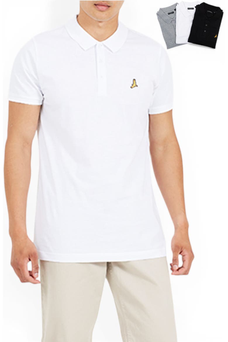3-Pack Short Sleeved Polo Shirt, Main, color, Optic Wht/Jet Blk/Lt Grey Marl