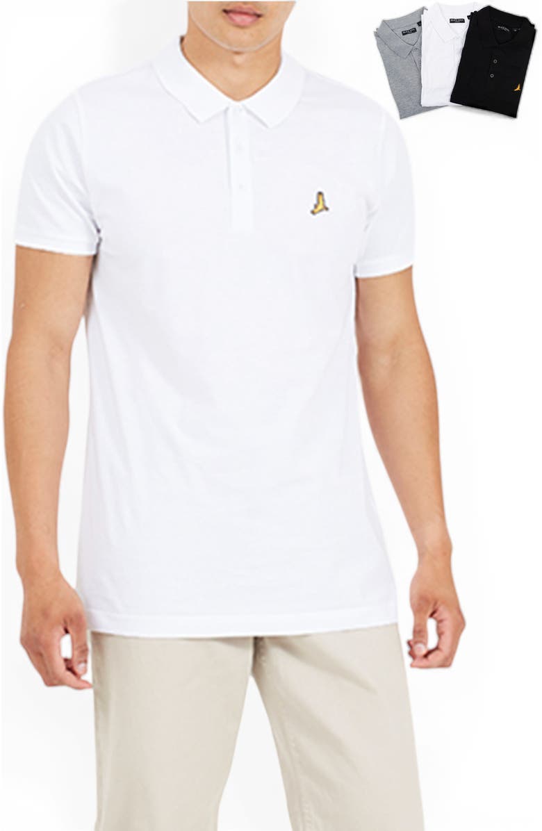 Brave Soul 3-Pack Short Sleeved Polo Shirt, Main, color, Optic Wht/Jet Blk/Lt Grey Marl