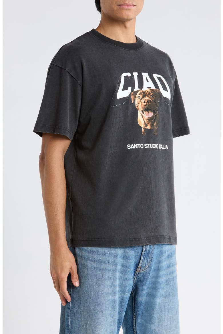 Ciao Drappo Boxy Fit Cotton Graphic T-Shirt, Alternate, color, BLACK