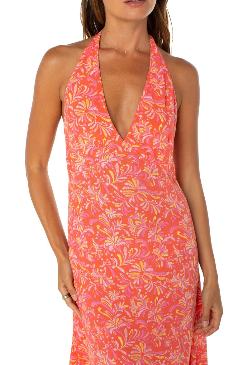 Beach Day Maxi Dress, Alternate, color, HOT CORAL