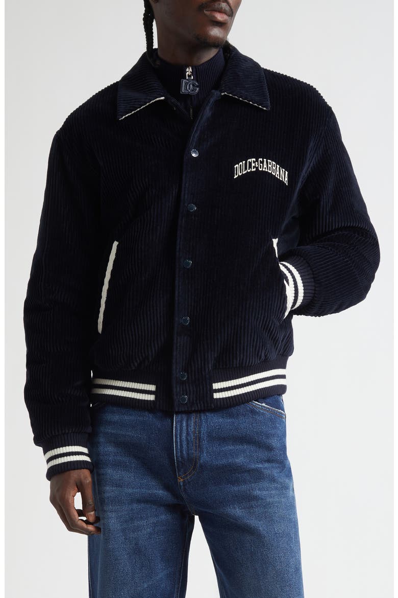 Padded Corduory Varsity Jacket, Main, color, B0665 BLU SCURISSIMO 1