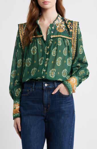 FARM Rio Tayla Paisley Cotton Button-Up Shirt