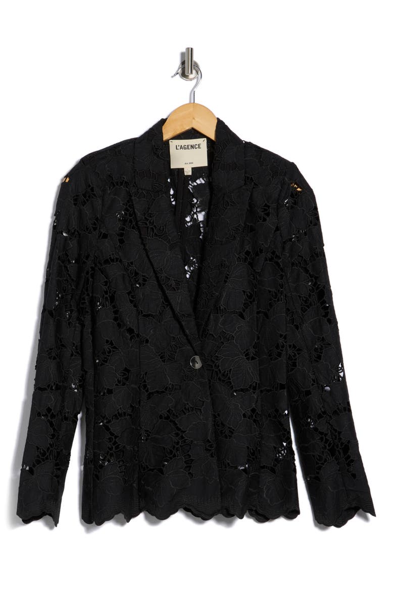 L'AGENCE Clementine Lace Blazer, Main, color, Black