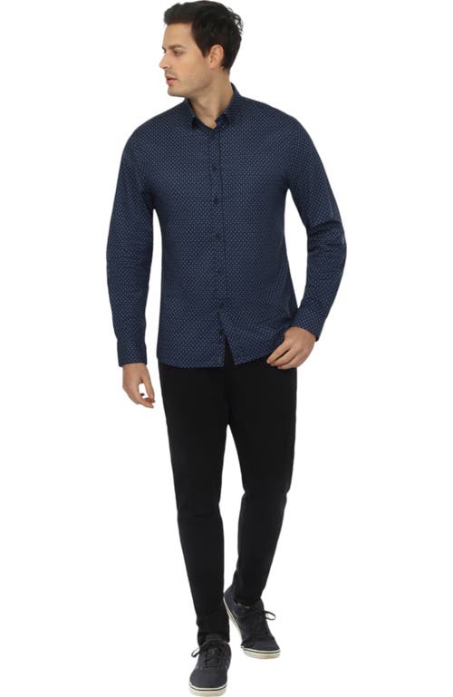 Vustra Sierra Heights Print Button-down Shirt In Navy