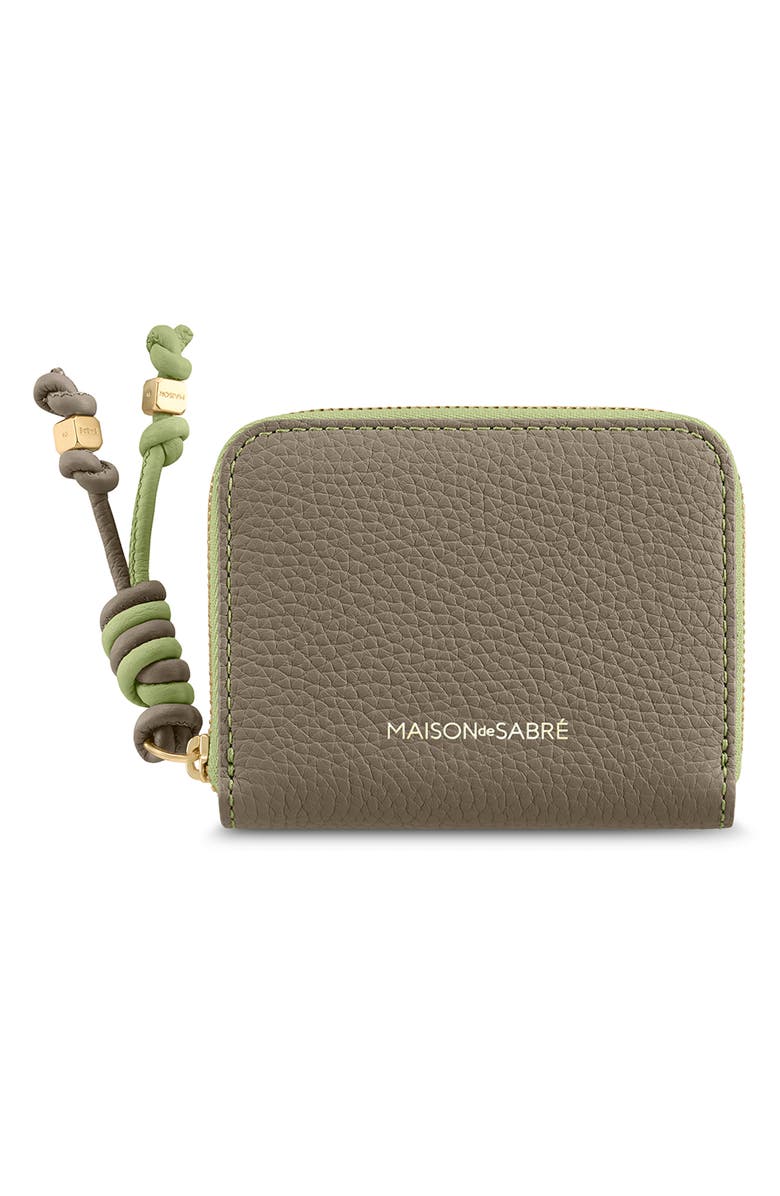 MAISON de SABRÉ Small Leather Zipped Wallet, Main, color, Cashmere Matcha