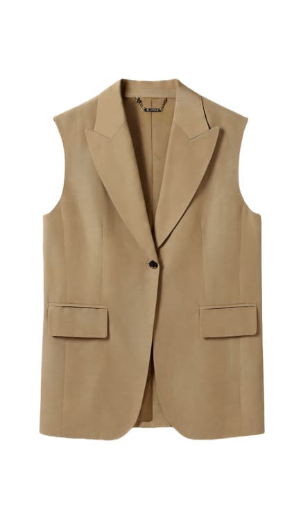 Single Button Sleeveless Lapel Blazer