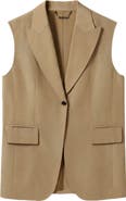 Lilysilk Single Button Sleeveless Lapel Blazer