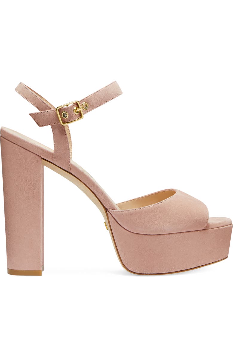 Stuart Weitzman Ryder Suede Platform Sandal, Alternate, color, Adobe