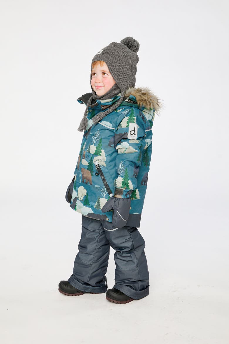 Discover Bear Jacket Snow Pants Two Piece Snowsuit, Alternate, color, Blue Bear Print