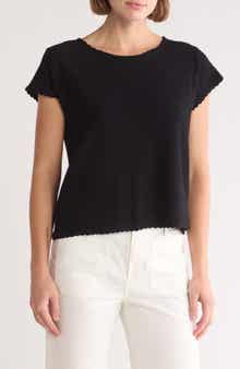 Adrianna Papell Boat Neck Cap Sleeve Seed Stitch Sweater