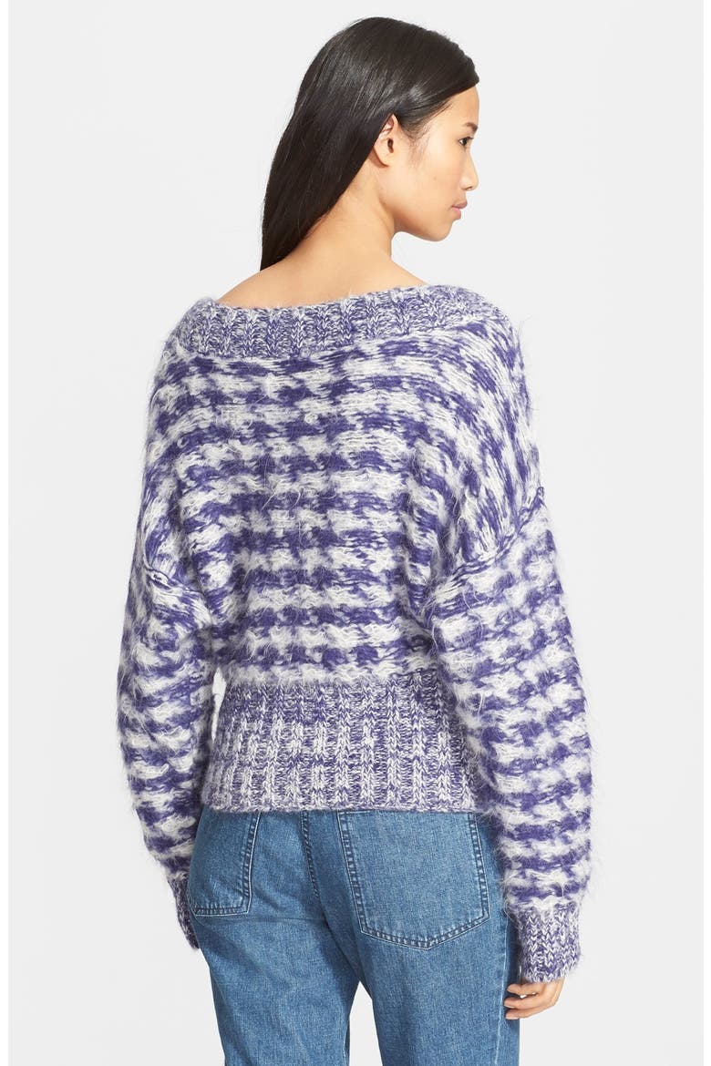 Houndstooth Boatneck Knit Sweater, Alternate, color, NAVY