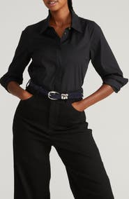 Universal Standard Elbe Stretch Poplin Button-Up Shirt