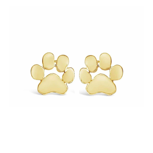 Hollywood Sensation Goldenpaw Paw Print Stud Earrings For Pet Lovers In Gold