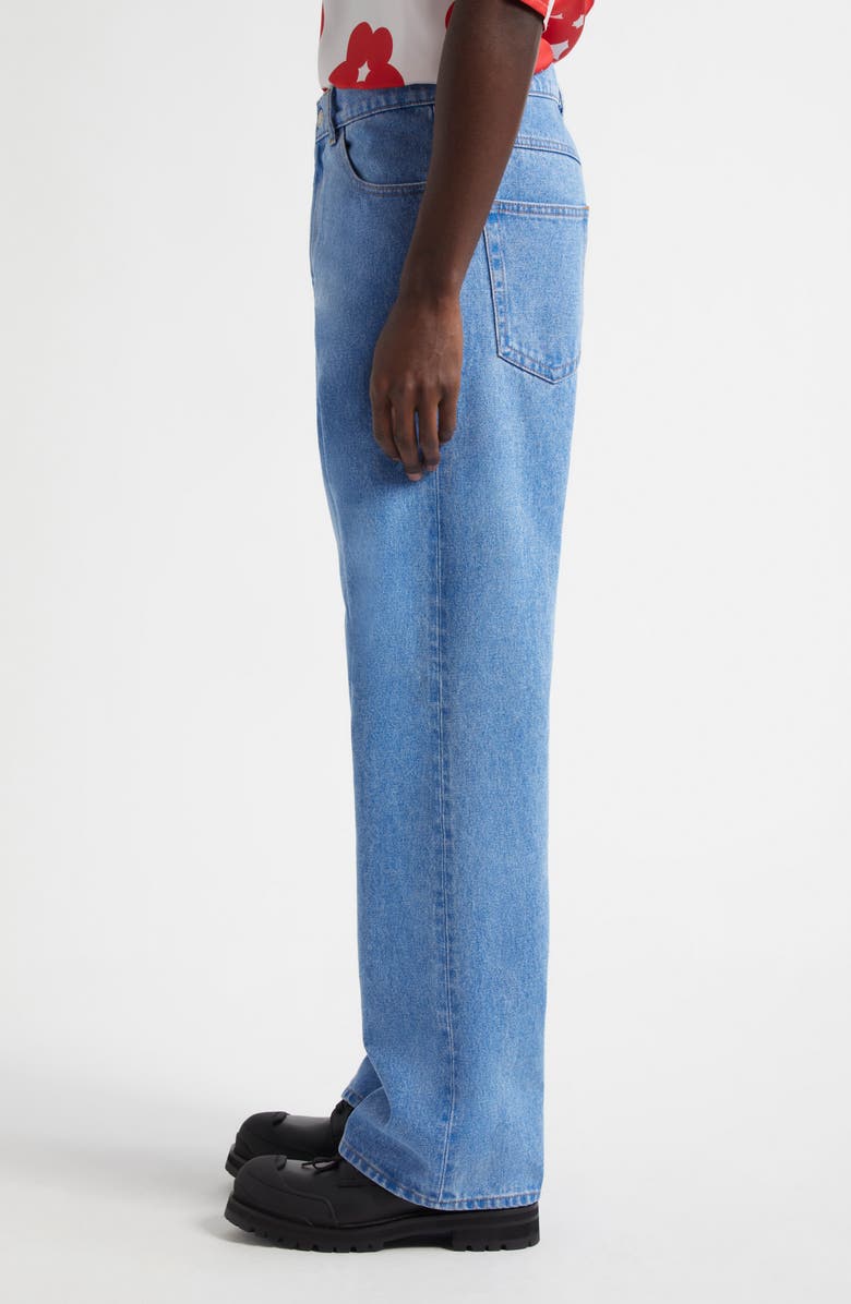 Marni Stonewashed Oragnic Cotton Wide Leg Jeans, Alternate, color, Cobalt