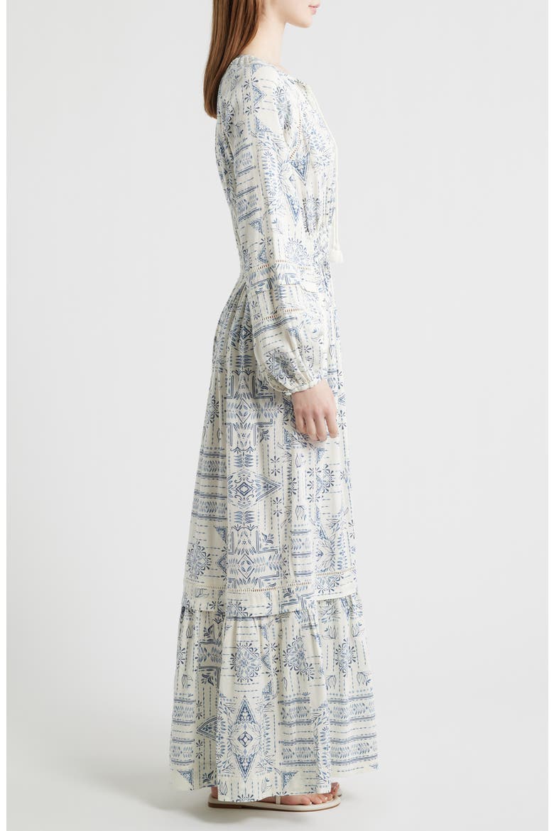 Athena Long Sleeve Linen Blend Maxi Dress, Alternate, color, BLUE LAUREL GROVE