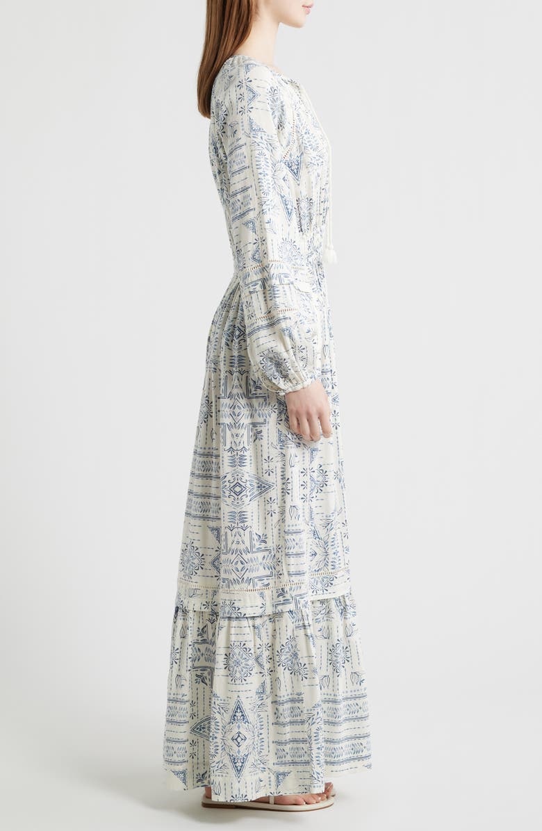 Pendleton Athena Long Sleeve Linen Blend Maxi Dress, Alternate, color, Blue Laurel Grove