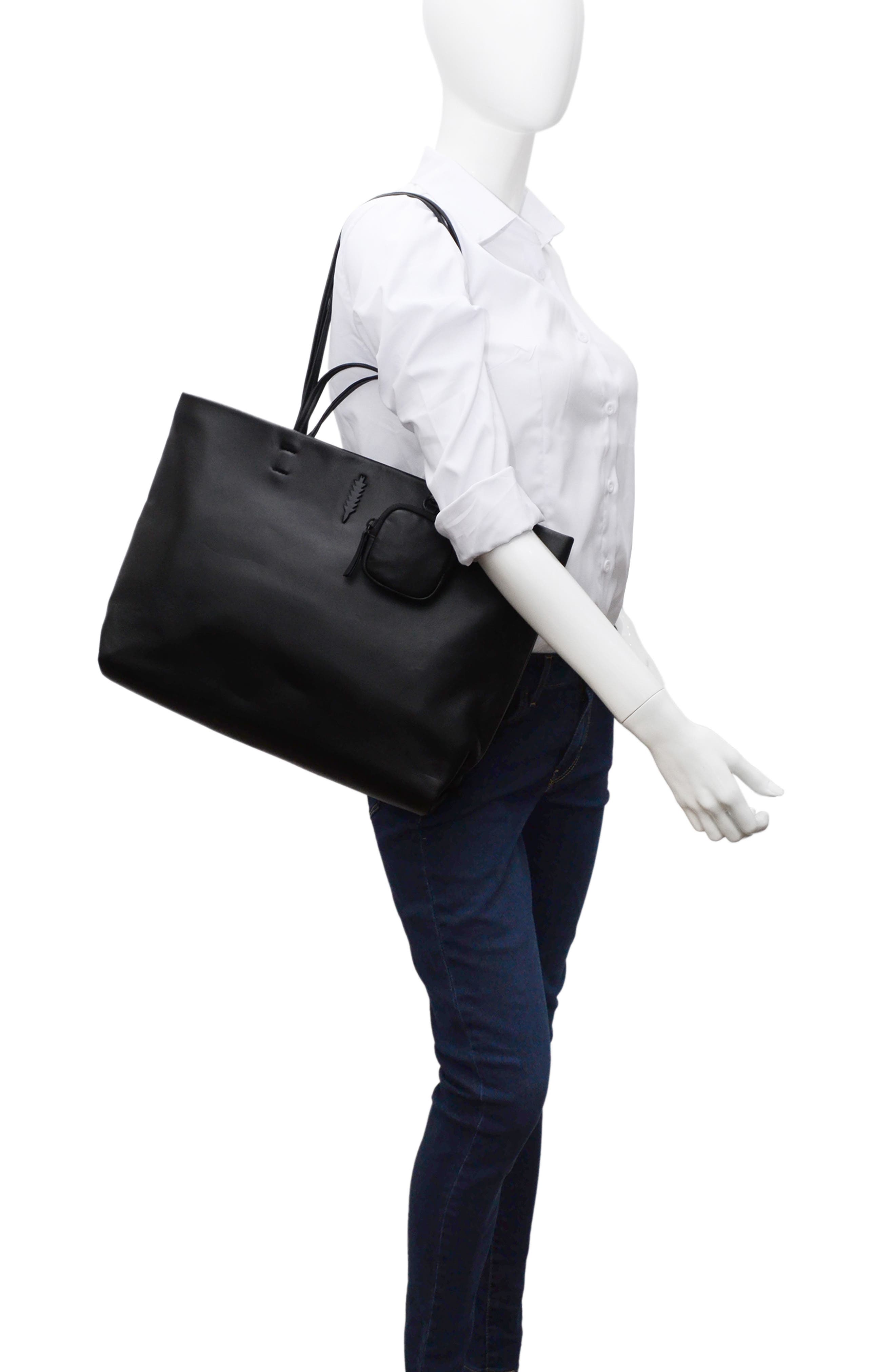 Thacker Liz East/West Leather Tote Bag, Alternate, color, Black