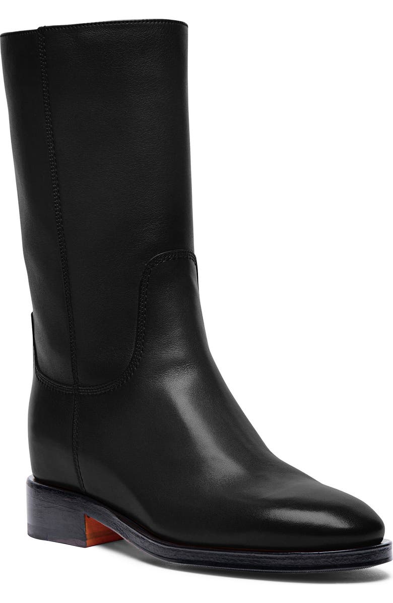 Santoni Women's Fleeces Black Leather Boot, Main, color, Black