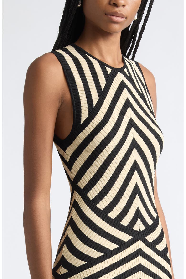 Valiant Deco Stripe Rib Sweater Dress, Alternate, color, BLACK/ CREAM
