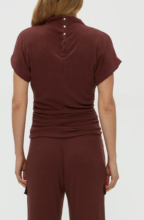 Michael Stars Lara Mock Neck Rib Sweater In Brown