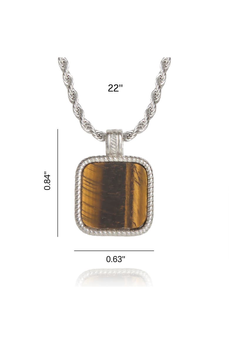 Mens Stainless Steel Necklace with Tigers Eye Pendant, Alternate, color, Brown