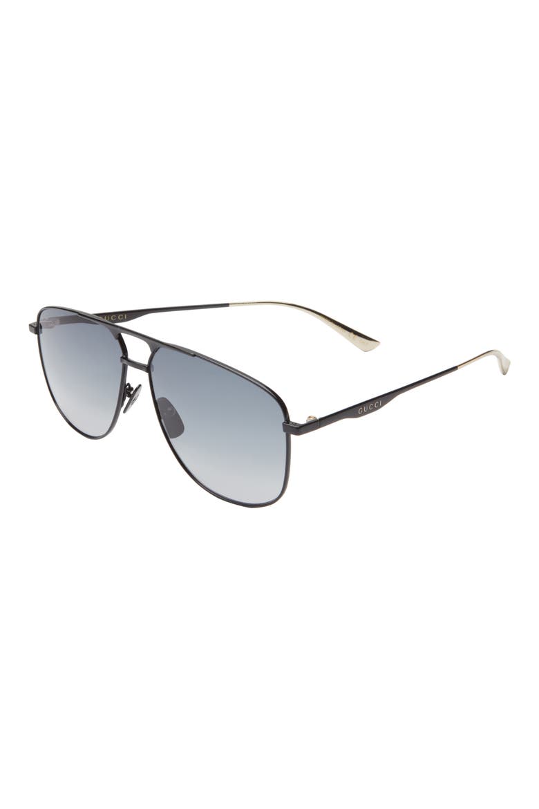 60mm Aviator Sunglasses, Alternate, color, BLACK BLACK GREY