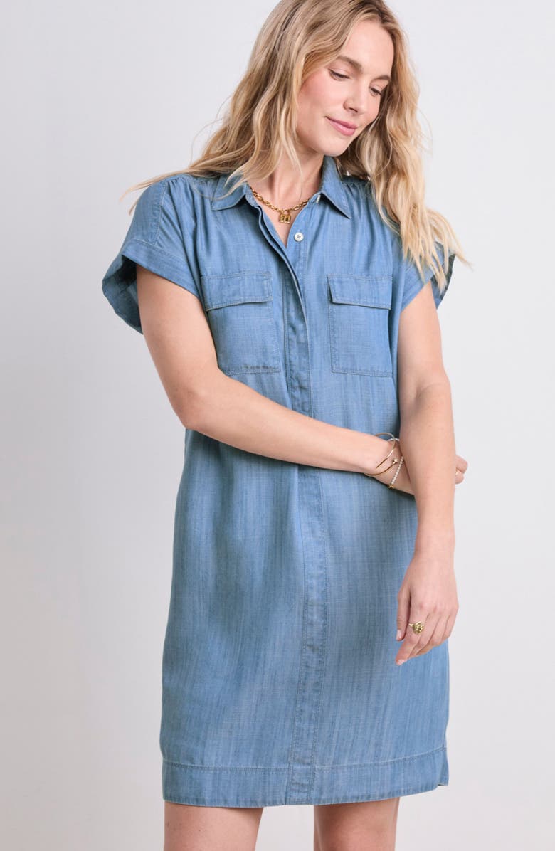 vineyard vines Margo Chambray Popover Shirtdress, Alternate, color, Blue Mirage