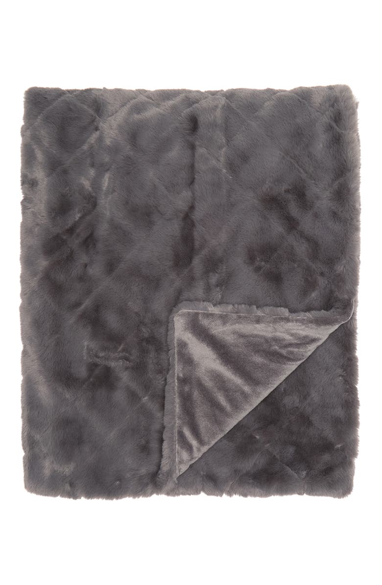 Nordstrom Diamond Jacquard Faux Fur Throw, Main, color, 