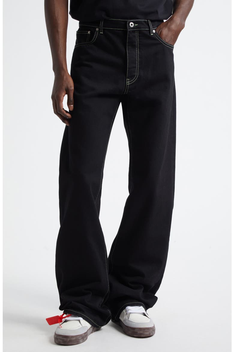 Eagle Relaxed Raw Jeans, Main, color, BLACK - LIGH