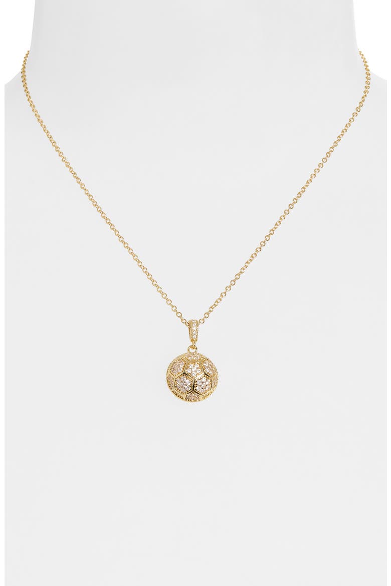 Pavé CZ Soccer Ball Pendant Necklace, Alternate, color, CLEAR- GOLD