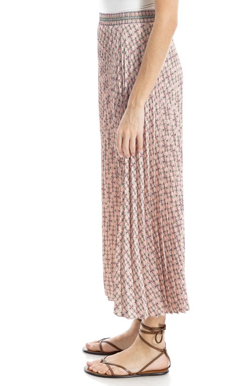Max Studio Pleated Maxi Skirt In Coral Print