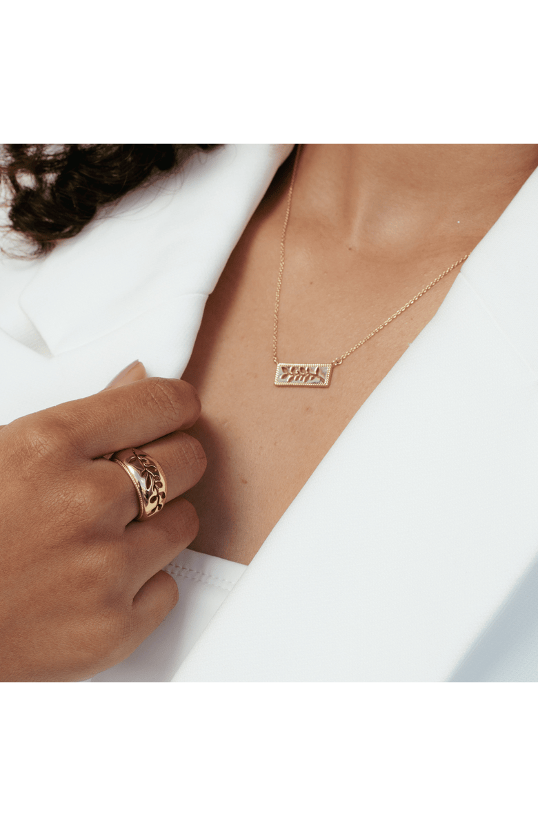 Rizen Jewelry Olive Branch Necklace, Alternate, color, 18K Gold Plated