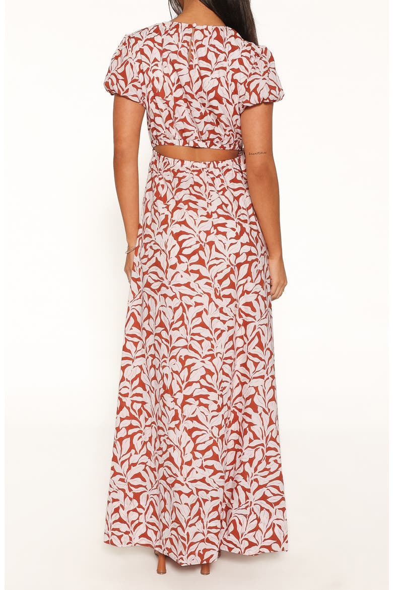 Toria Floral Cutout Cotton Maxi Dress, Alternate, color, RED FLORAL