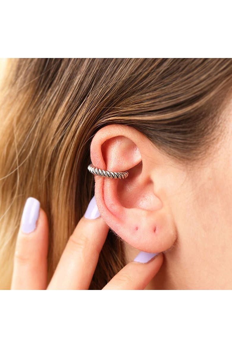 Twisted Sterling Silver Ear Cuff No Piercing, Alternate, color, Silver