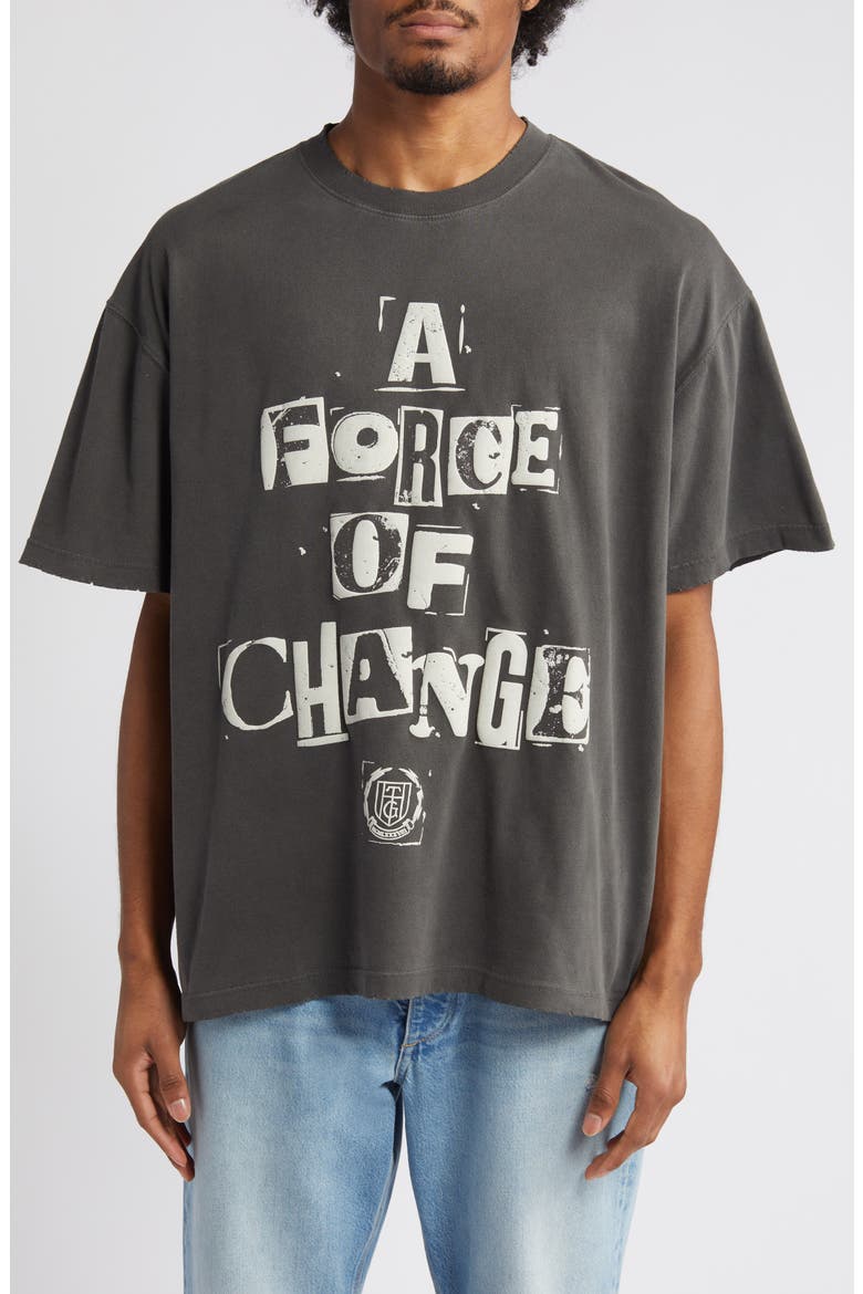 A Force of Change Oversize Cotton Graphic T-Shirt, Main, color, BLACK