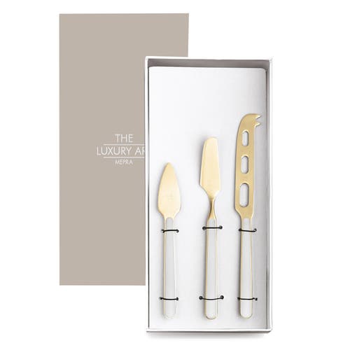 Mepra Fantasia Ice Gold Cheese Knives In White