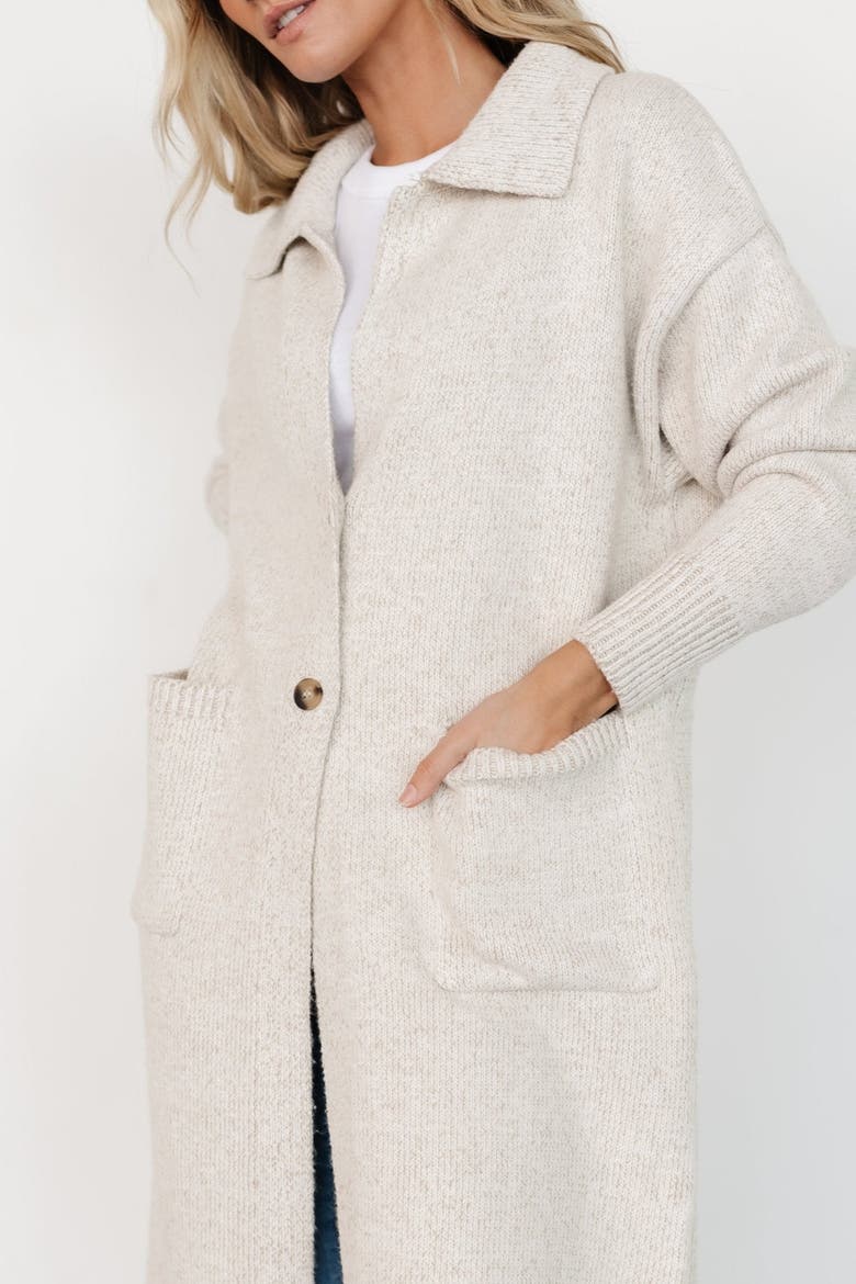 Ontario Long Button Cardigan, Alternate, color, Oatmeal