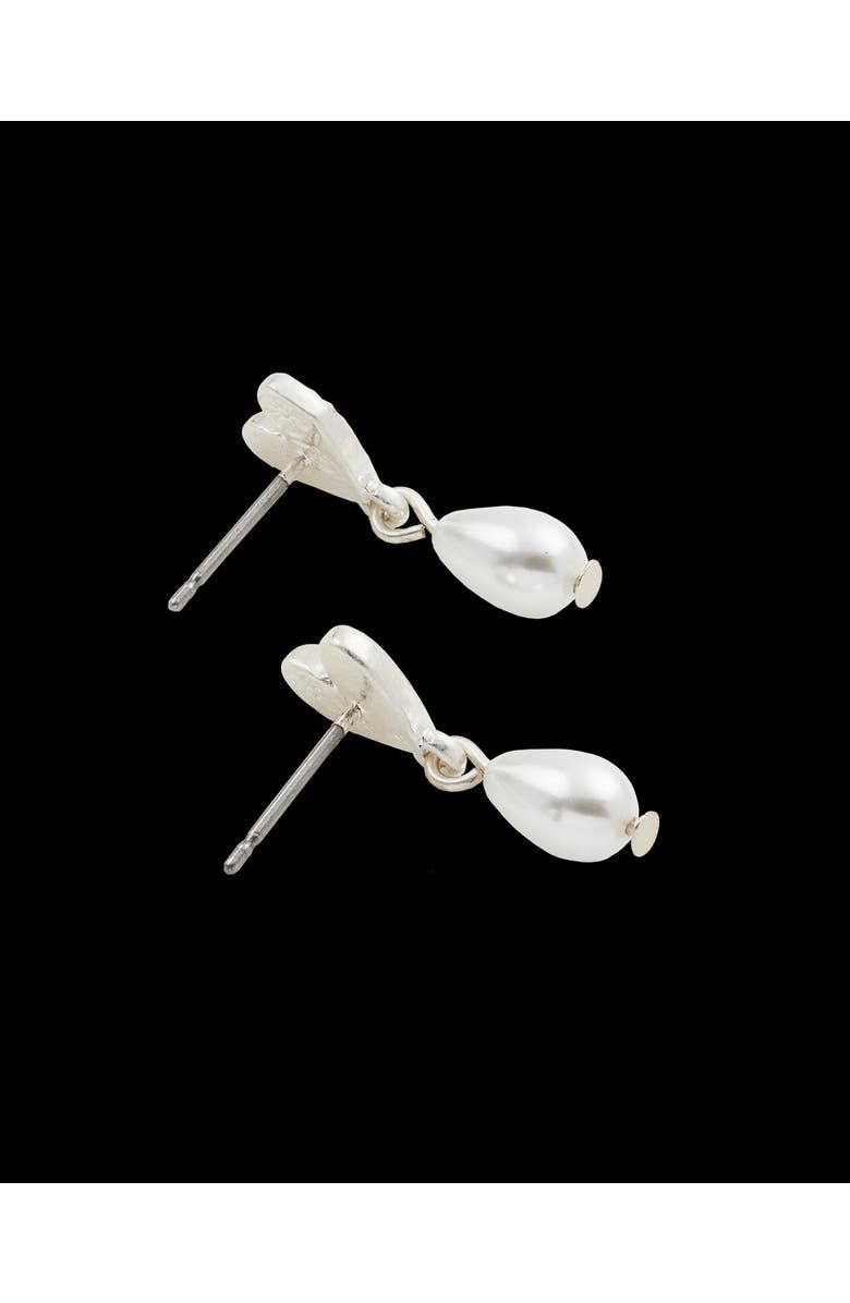 Fable England Forget-Me-Not Heart & Pearl Earrings Silver, Alternate, color, Blue & Silver