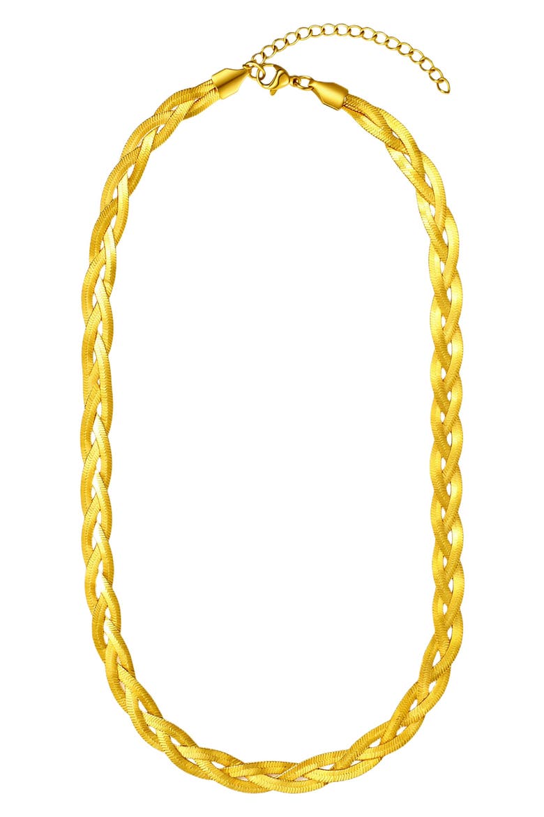 18k Gold Plate Braided Herringbone Necklace, Main, color, GOLD
